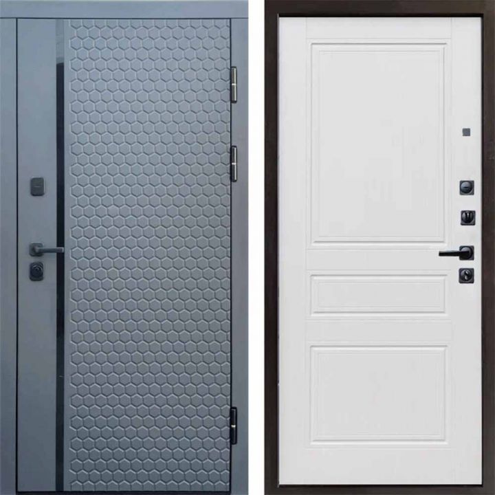 Входная дверь Termo-door SIMPLE Графит Классик Белое дерево Металлическая