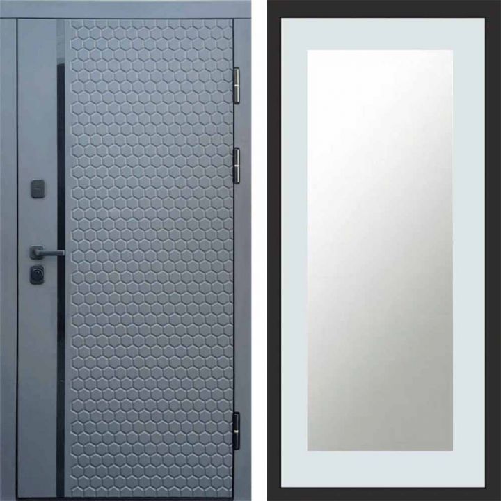 Входная дверь Termo-door SIMPLE Графит Зеркало Триумф Белый Софт