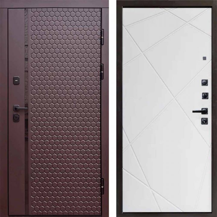 Входная дверь Termo-door SIMPLE Шоколад Лучи Белый софт
