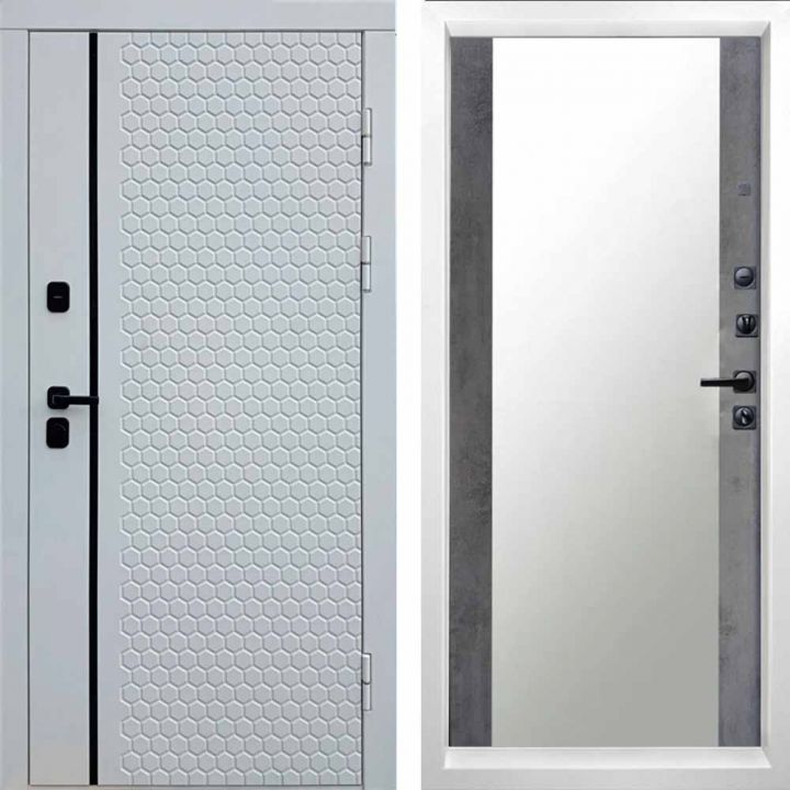 Входная дверь Termo-door SIMPLE WHITE Зеркало Бетон темный