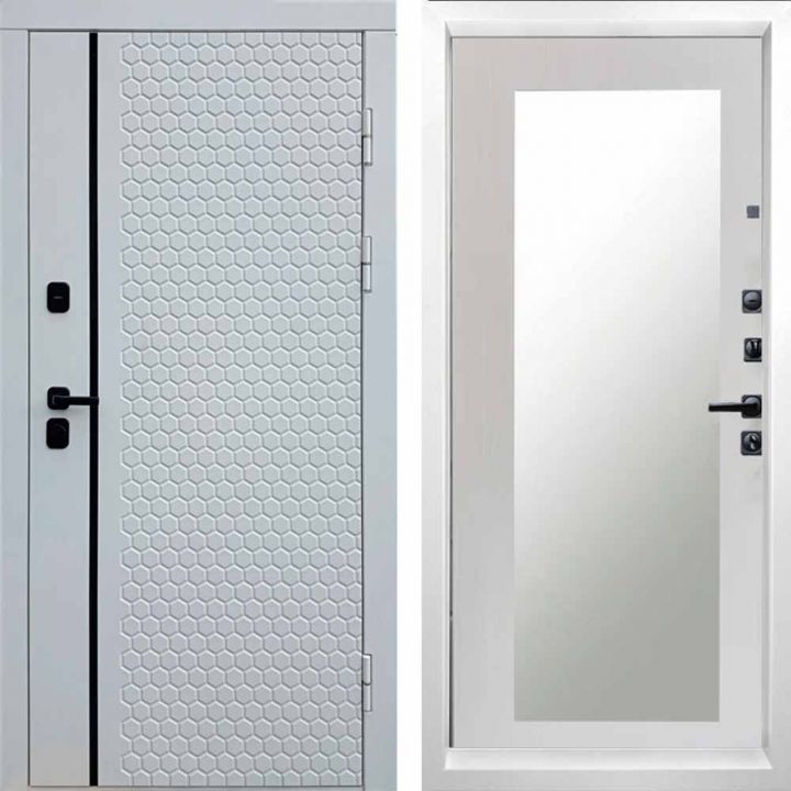 Входная дверь Termo-door SIMPLE WHITE Зеркало триумф лиственница