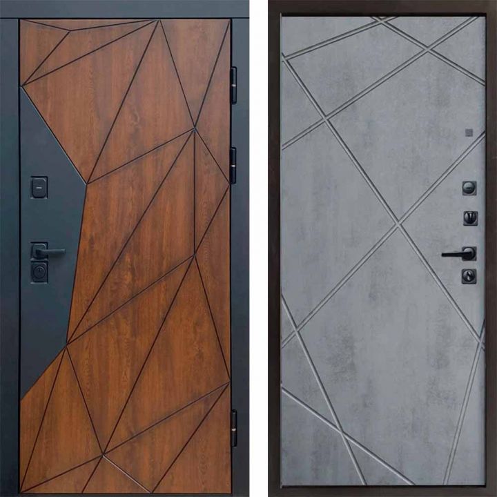 Входная дверь Termo-door Геометрия Лучи Бетон темный Металлическая