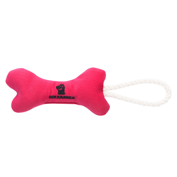 Игрушка для собак Mr.Kranch Косточка с канатом ярко розовая 31х9х4 см