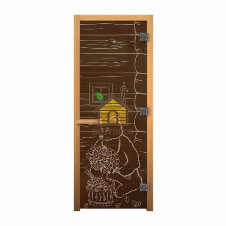 Дверь стекло Бронза "МИШКА" 1900х700 мм (8мм, 3 петли 716 CR) (ОСИНА) Пр