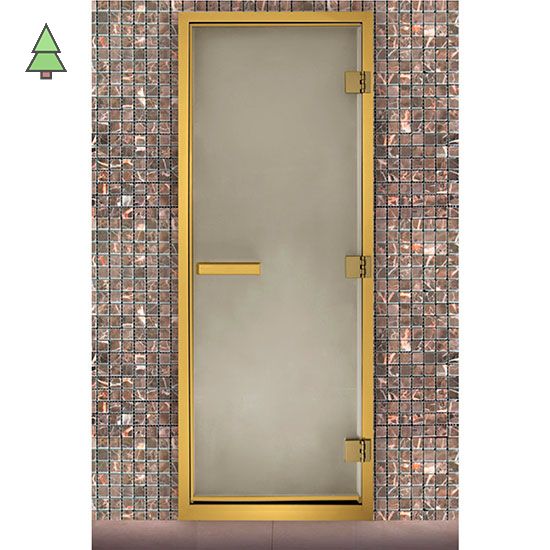 Дверь для хамама MW Арабика Сатин; Золотая фурнитура