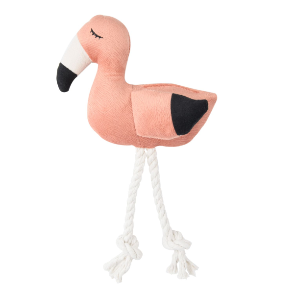 Игрушка для собак Mr.Kranch Фламинго с канатом и пищалкой розовый 24х13.5х6 см