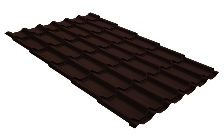 Металлочерепица классик Grand Line 0,5 GreenCoat Pural BT, matt RR 887 шоколадно-коричневый (RAL 8017 шоколад)