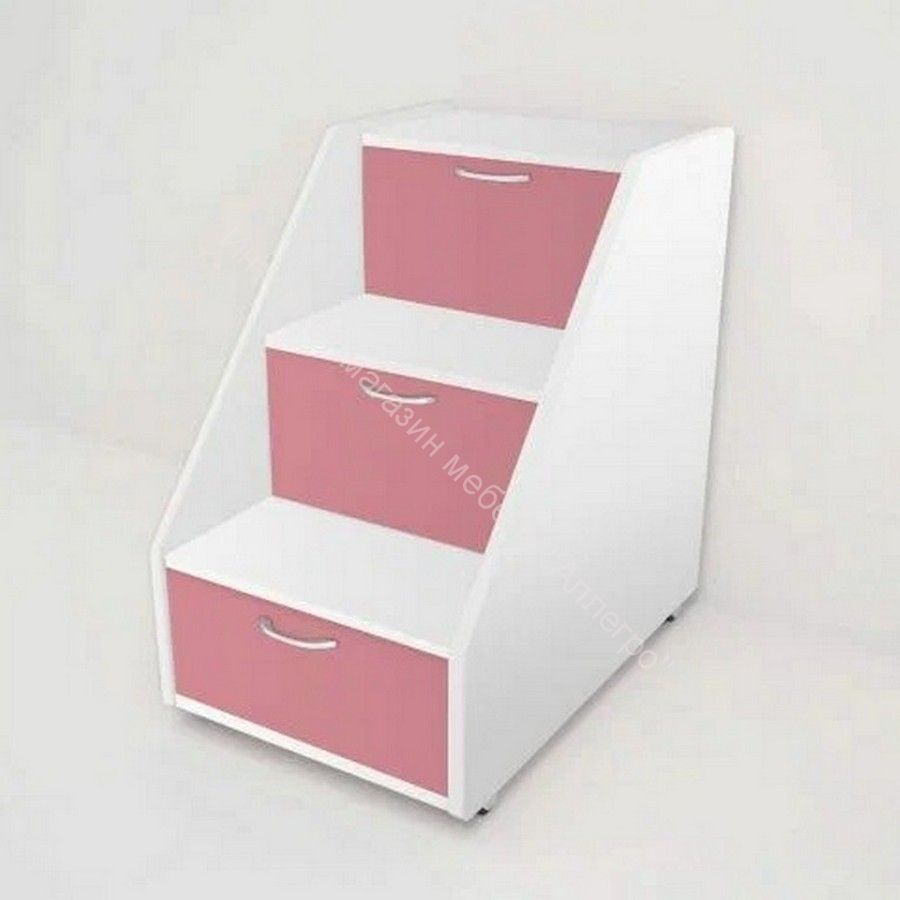 Лестница для кровати "Радуга" (Матрешка), белый/розовый