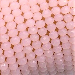 фото Бусины граненые Рондель (стекло) на нити цвет № 41 не прозрачный детский розовый  Разные размеры (LSR-41)