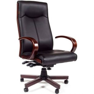 Кресло CHAIRMAN 411/black для руководителя, экокожа, цвет черный