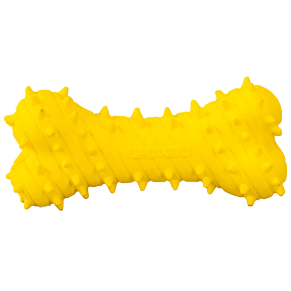 Игрушка для собак средних и крупных пород Playology DUAL LAYER BONE желтая двухслойная жевательная косточка с ароматом курицы