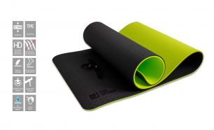Коврик для йоги двухслойный TPE Original Fittools FT-YGM10-TPE-BG черно-зеленый (10 мм) 