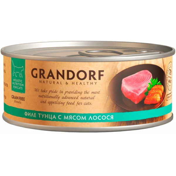 Влажный корм для кошек Grandorf филе тунца с мясом лосося 70 гр