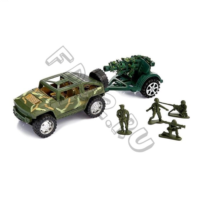 Машина инерционная «Военный джип» с пушкой и солдатом