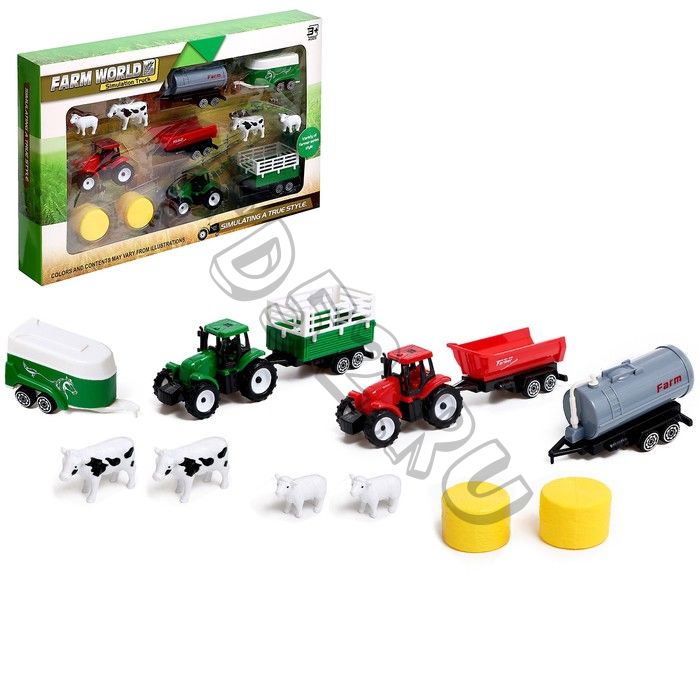 Игровой набор «Ферма», 2 трактора и животные