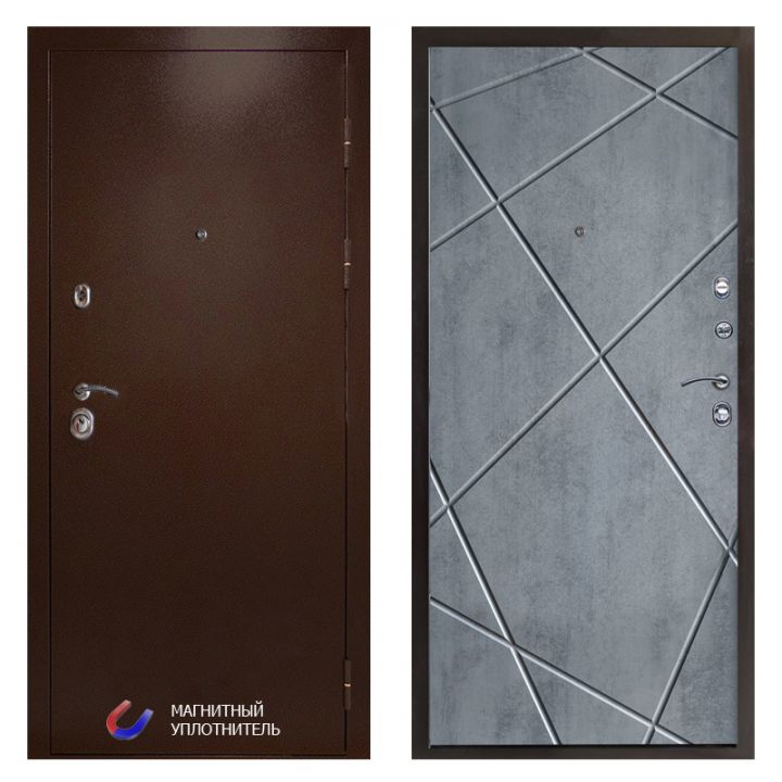 Входная дверь Termo-door Техно Медь Лучи бетон темный