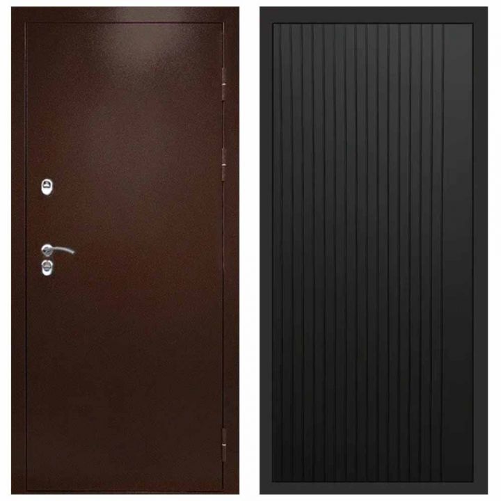 Входная дверь Termo-door Техно Медь FLAT Черный Кварц Металлическая