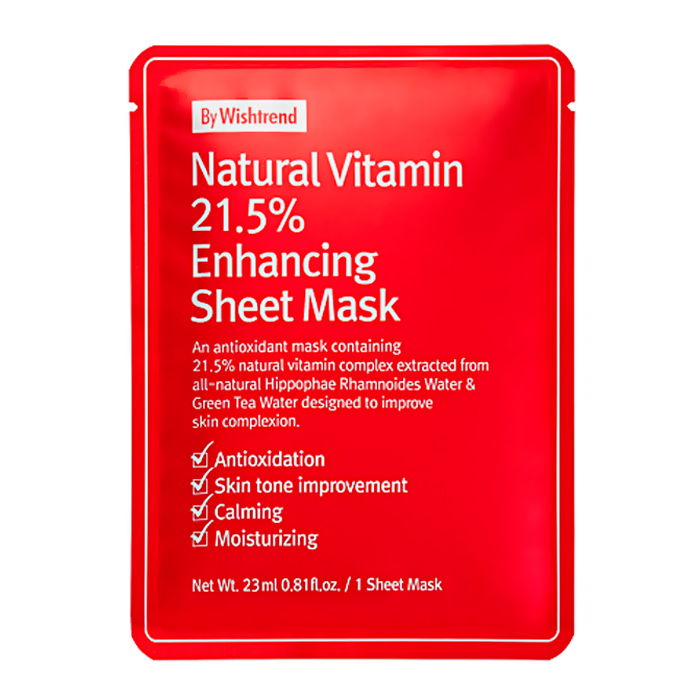 BY WISHTREND Маска тканевая витаминная. Natural vitamin 21,5% enchancing sheet mask, 23 мл.