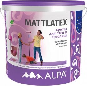 Краска для Стен и Потолков Mattlatex 5л Супербелая Alpa Моющаяся