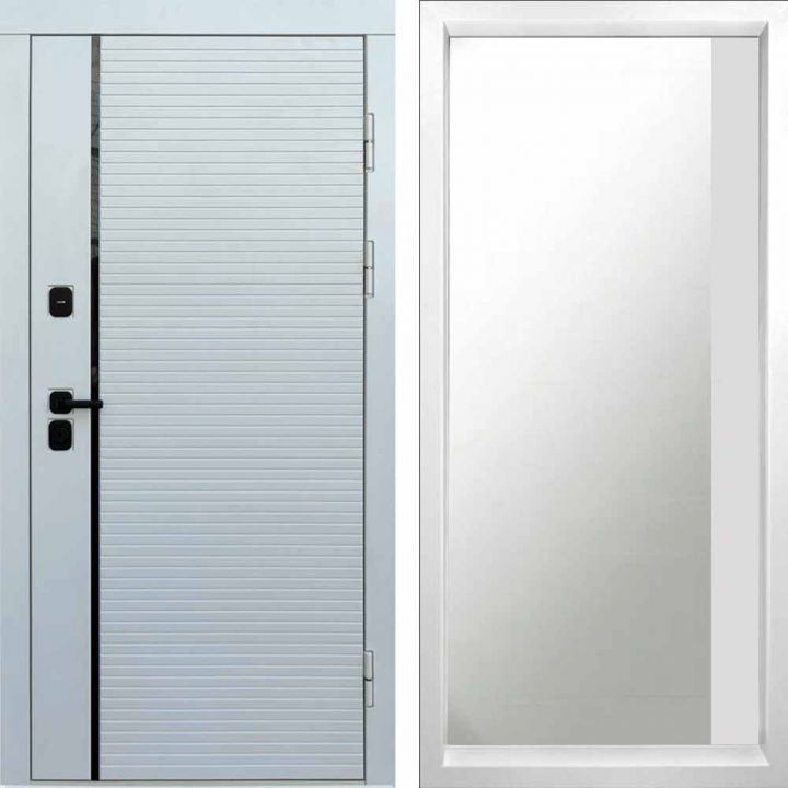 Входная дверь Termo-door WHITE LINE Широкое Зеркало Фацет Белый Софт