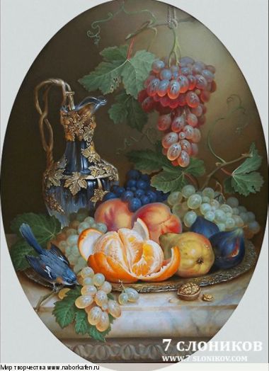 Набор для вышивания "Натюрморт с виноградом и персиками"