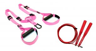 Петли для функционального тренинга Pink Unicorn со скакалкой в подарок Original FitTools FT-NYG-003 