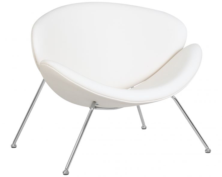 Кресло дизайнерское DOBRIN EMILY (белый винил YP17, хромированная сталь)