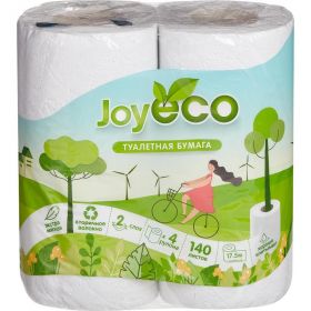 Туалетная бумага JOY Eco  2 слоя белая. 4 рулона/упаковка/12