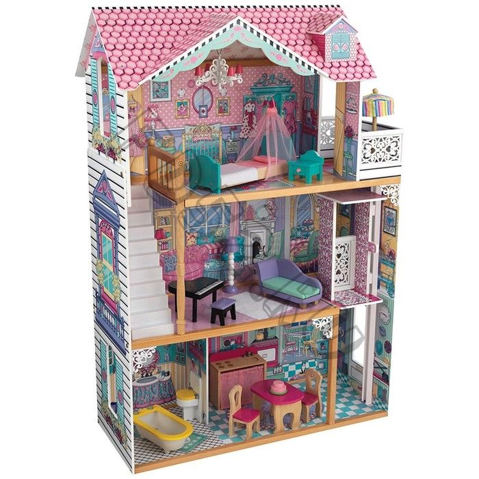 Дом для кукол трехэтажный «Аннабель», с мебелью, 17 элементов, подарочная упаковка