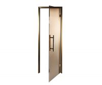 Дверь для хамама и сауны стеклянная Grandis Brasch бронза, бронзовый профиль