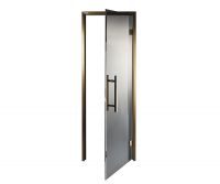 Дверь для хамама и сауны стеклянная Grandis Brasch, графит матированный, бронзовый профиль
