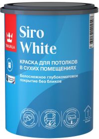 Краска для Потолка Tikkurila Siro White 0.9л Антибликовая, Глубокоматовая / Тиккурила Сиро Вайт