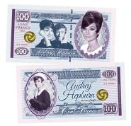 100 франков — Одри Хепберн. Как украсть миллион. Франция. (Audrey Hepburn, France). Памятная банкнота. UNC Msh Oz ЯМ
