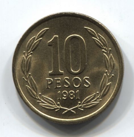10 песо 1981 Чили UNC