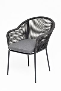 Плетеный стул "Лион" из роупа (веревки), стальной каркас (чёрный), цвет темно-серый