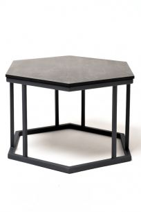 Интерьерный стол "Женева" из HPL шестиугольный, D50, H35, цвет "серый гранит"