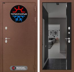 Дверь Входная Лабиринт Термо Магнит с зеркалом Панорама с тонировкой Черный кварц металлическая