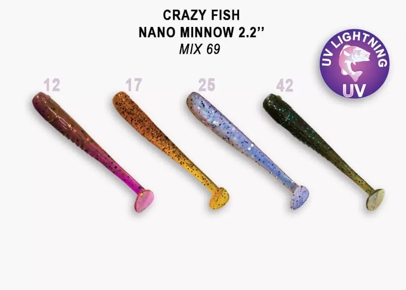 Приманка Crazy Fish Nano minnow 2.2, цвет 69 - MIX