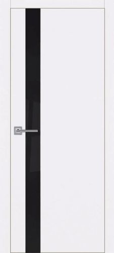 Дверь межкомнатная Палермо 45 белый матовый  черное стекло