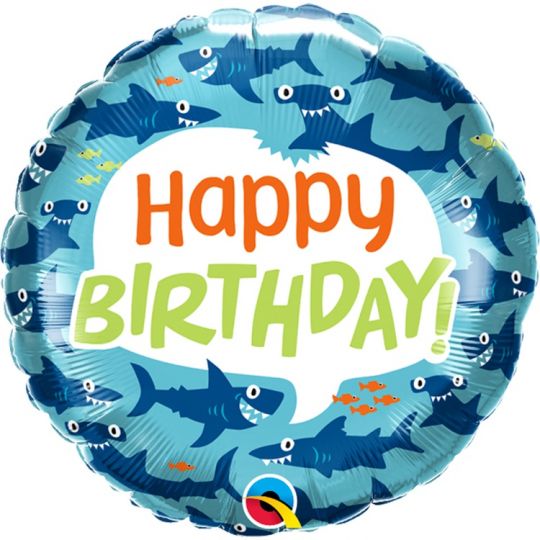 Акулы С Днем Рождения круг фольгированный шар с гелием