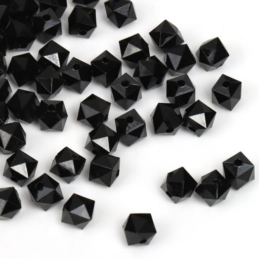 Бусины акриловые граненый многоугольник MAGIC HOBBY  цвет 002 черный  50 г в упаковке Разные диаметры (MG.3245-002)