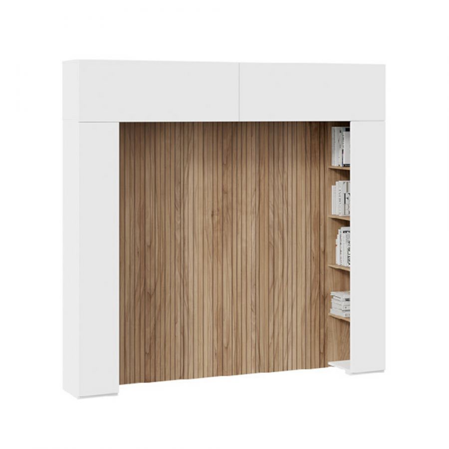 Шкаф навесной (366) со стеллажами и декоративными панелями «Порто»