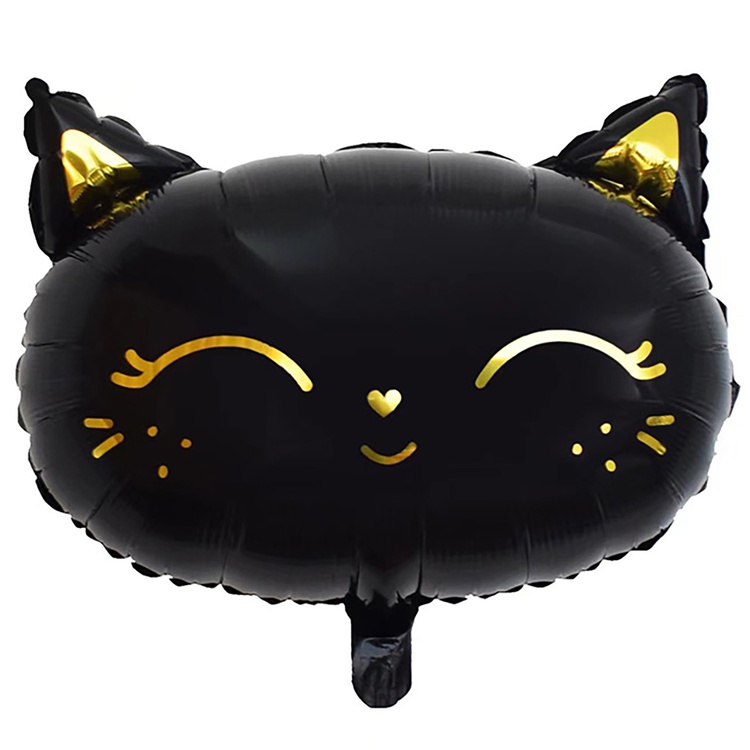 Кошка чёрная голова фигурный шар фольгированный с гелием