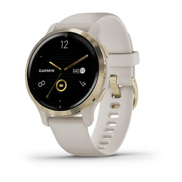 Умные часы Garmin Venu 2S песочного цвета с золотистым безелем фото