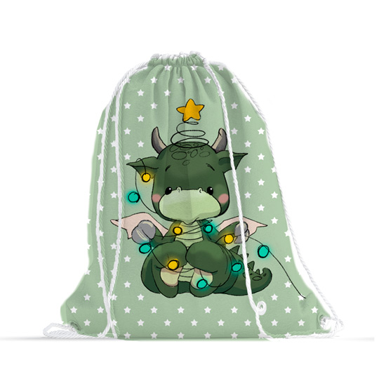 Хлопок - Купон для пошива сумочки - "Дракончик зеленый"  29*80 см. limit