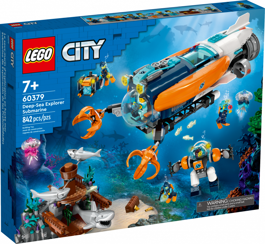 Конструктор LEGO City "Глубоководная исследовательская подводная лодка" 60379, 842 дет.