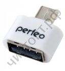 Переходник USB 2.0 штекер вилка(папа) micro USB-гнездо (мама) Perfeo USB adapter with OTG (PF-VI-O003 White) белый