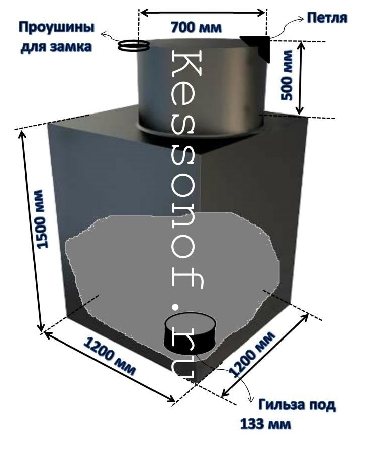 Кессон для скважины квадратный 4мм-1200ммх1200мм-2000мм