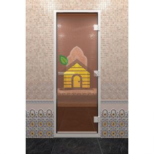 Дверь стеклянная DW хамам бронза