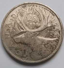 Король Георг VI 25 центов Канада 1944